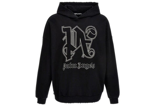 Palm Angels Monogram Statement Logo Hoodie Black