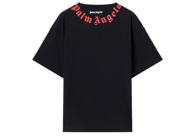 Palm Angels Neck Logo Regular Tee Black Red