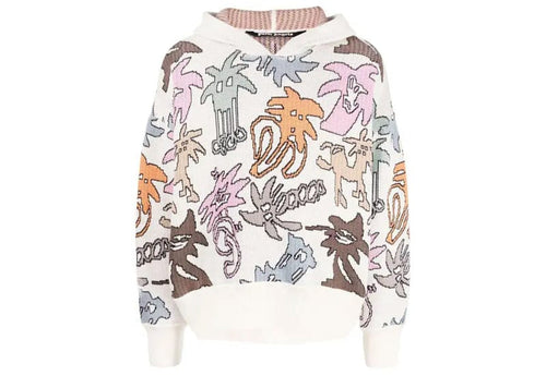 Palm Angels Palmity Knitted Hoodie Butter Multicolor