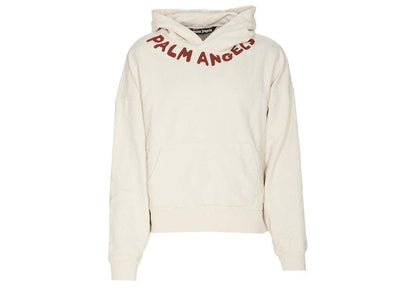Palm Angels Seasonal Logo Print Hoodie White/Red