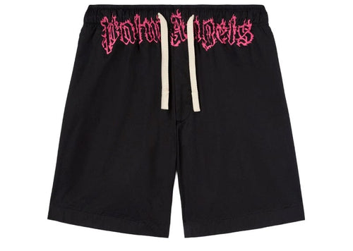 Palm Angels Waist Logo Shorts Black/Fuchsia