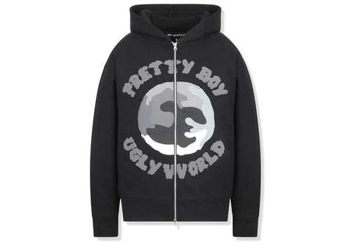 Pretty Boy Ugly World FZ Hoodie Zip Up Black Grey