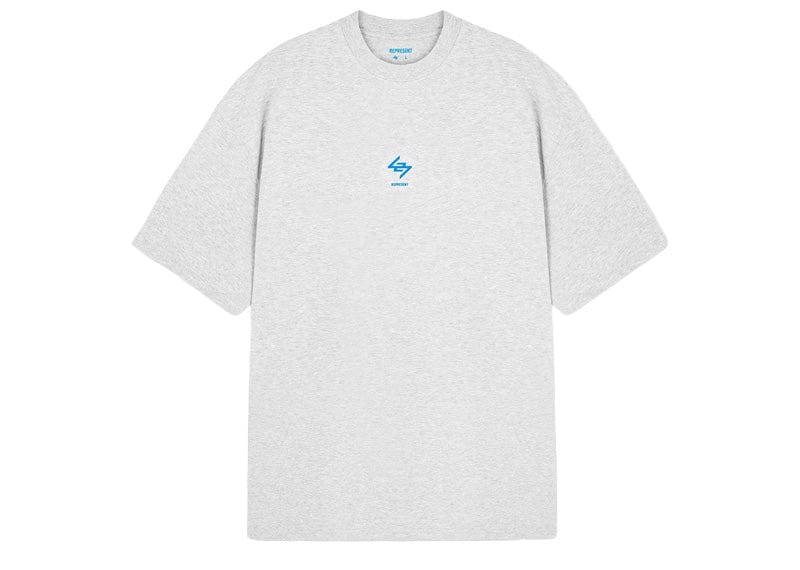 Represent 247 Oversized T-Shirt Ash Grey & Electric Blue