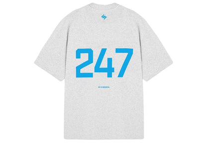 Represent 247 Oversized T-Shirt Ash Grey & Electric Blue