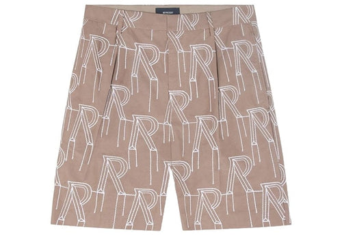 Represent Embroidered Initial Tailored Short Washed Taupe