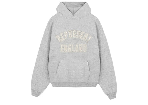 Represent England Applique Hoodie Grey Marl