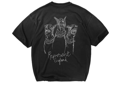 Represent Hand Drawn Thoroughbred Dogs T-Shirt Aged Black