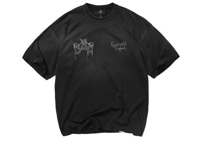 Represent Hand Drawn Thoroughbred Dogs T-Shirt Aged Black
