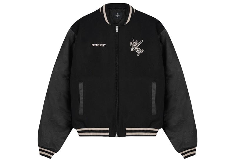 Represent Mascot Wool Varsity Jacket Jet Black