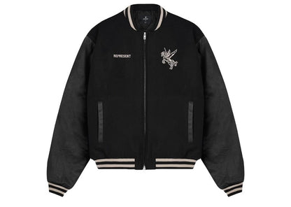 Represent Mascot Wool Varsity Jacket Jet Black