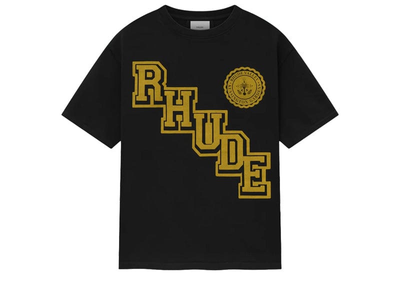 Rhude Collegiate Crest T-shirt Vintage Black Yellow