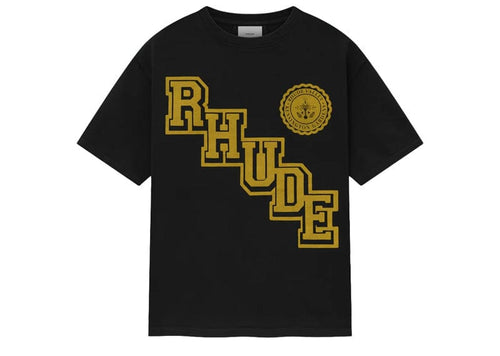 Rhude Collegiate Crest T-shirt Vintage Black Yellow