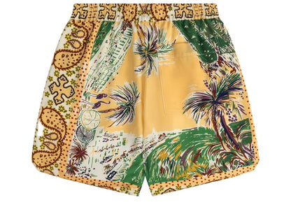 Rhude Palmina Silk Shorts Yellow/Multicolor