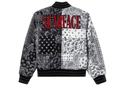 Shoe Palace x Scarface Paisley Varsity Jacket Black/White