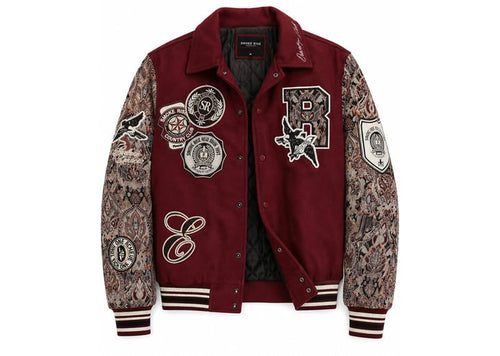 Smoke Rise Tapestry Varsity Jacket Wine