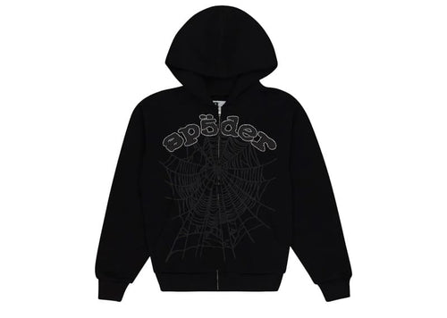 Sp5der OG Web V2 Rhinestone Zip Up Black