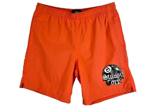 Stussy Corp 8 Ball Nylon Shorts Orange