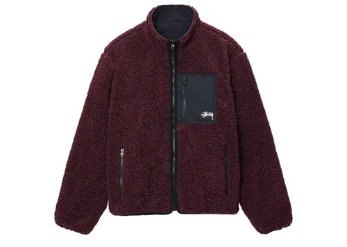Stussy Sherpa Reversible Jacket Burgundy