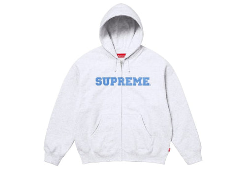 Supreme Collegiate Applique Zip Up Hooded Sweatshirt Ash Grey