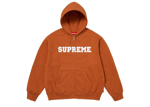 Supreme Collegiate Applique Zip Up Hooded Sweatshirt Rust