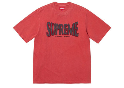 Supreme Flocked Washed S/S Top Red