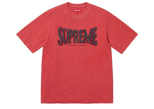 Supreme Flocked Washed S/S Top Red