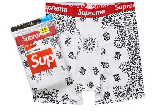 Supreme Hanes Bandana Boxer Briefs (2 Pack) White