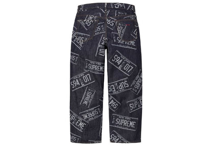 Supreme License Plate Baggy Jean Rigid Indigo