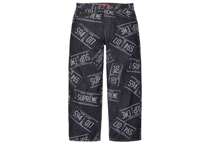 Supreme License Plate Baggy Jean Rigid Indigo