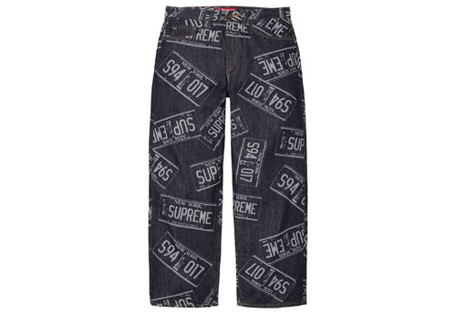 Supreme License Plate Baggy Jean Rigid Indigo