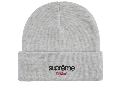 Supreme New Era Classic Logo Shop Beanie Ash Grey
