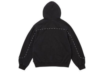 Supreme Piping Zip Up Hooded Sweatshirt Black