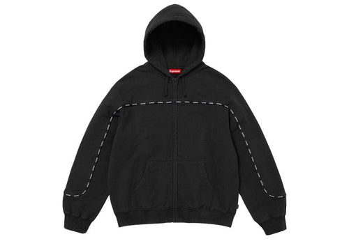 Supreme Piping Zip Up Hooded Sweatshirt Black