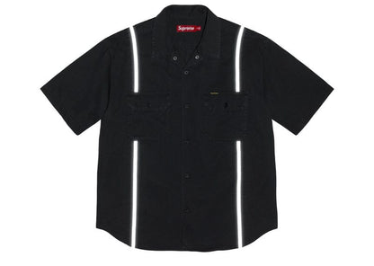 Supreme Reflective Stripe S/S Work Shirt Black