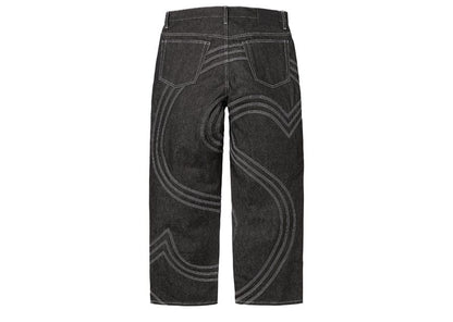 Supreme S Logo Rigid Baggy Jean Black