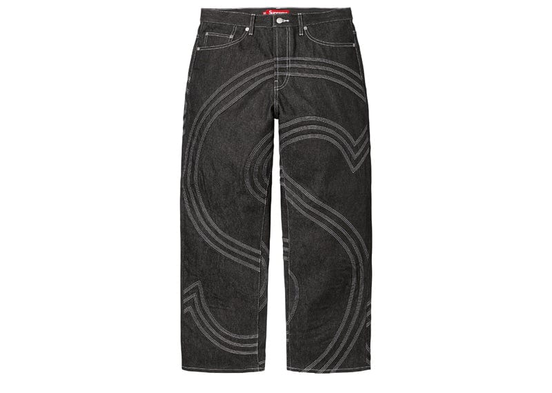 Supreme S Logo Rigid Baggy Jean Black