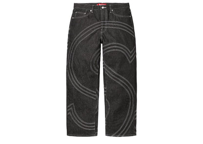 Supreme S Logo Rigid Baggy Jean Black