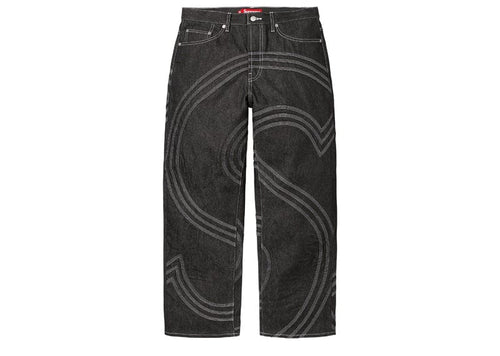 Supreme S Logo Rigid Baggy Jean Black