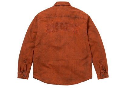 Supreme Shearling Lined Denim Work Shirt Overdyed Orange
