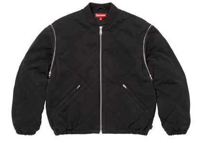 Supreme Zip-Off Sleeve Quilted Bomber Jacket Black