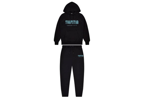 Trapstar Chenille Decoded Hoodie Tracksuit Black/Light Blue