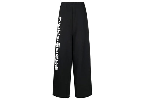 Vetements Logo Print Wide Leg Track Pants Black
